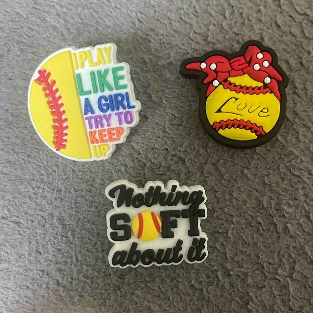 Softball Croc shoe charms new set of 3